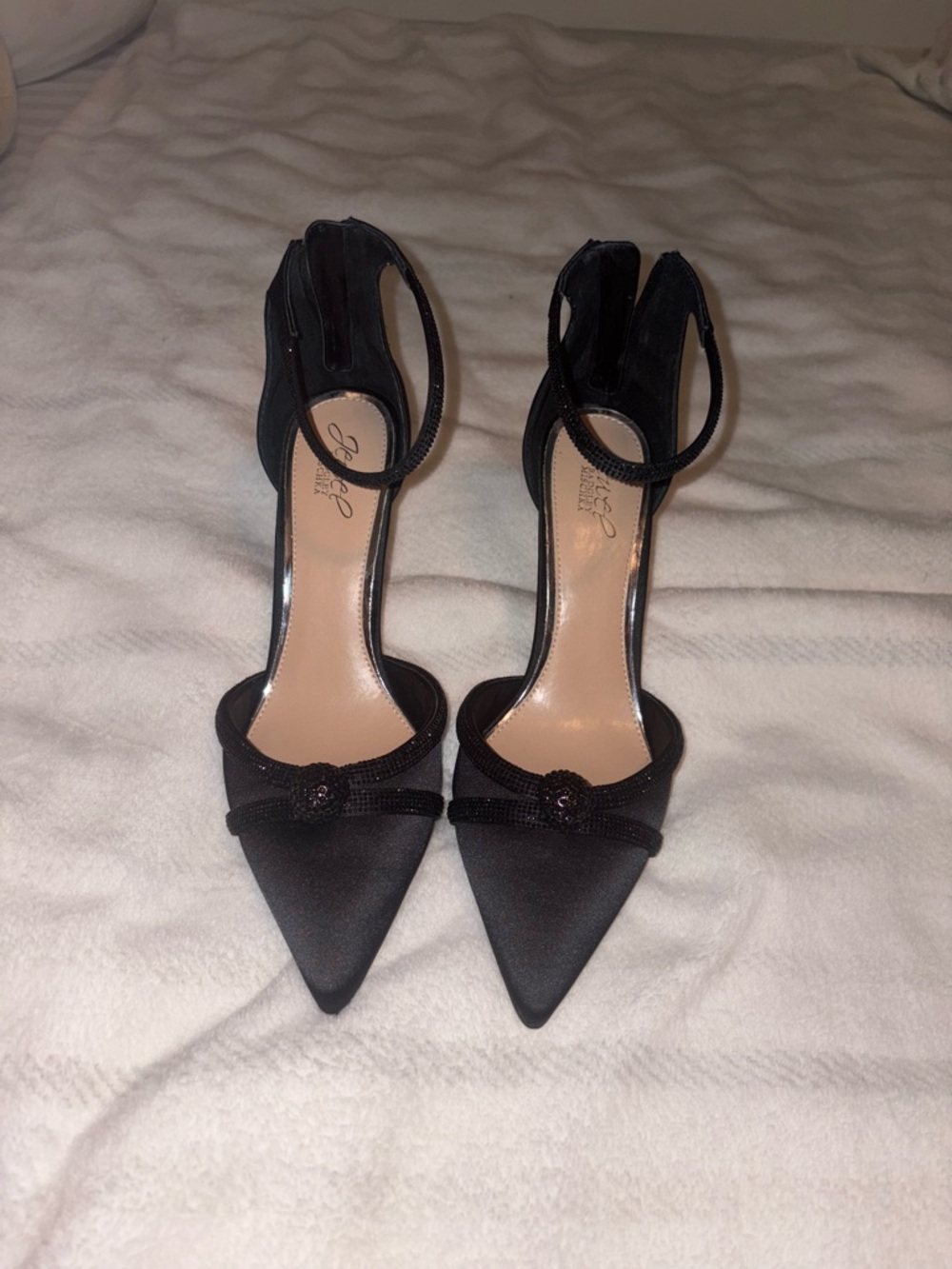 Black Pointed Toe Ankle Strap Heels by Badgley Mischka